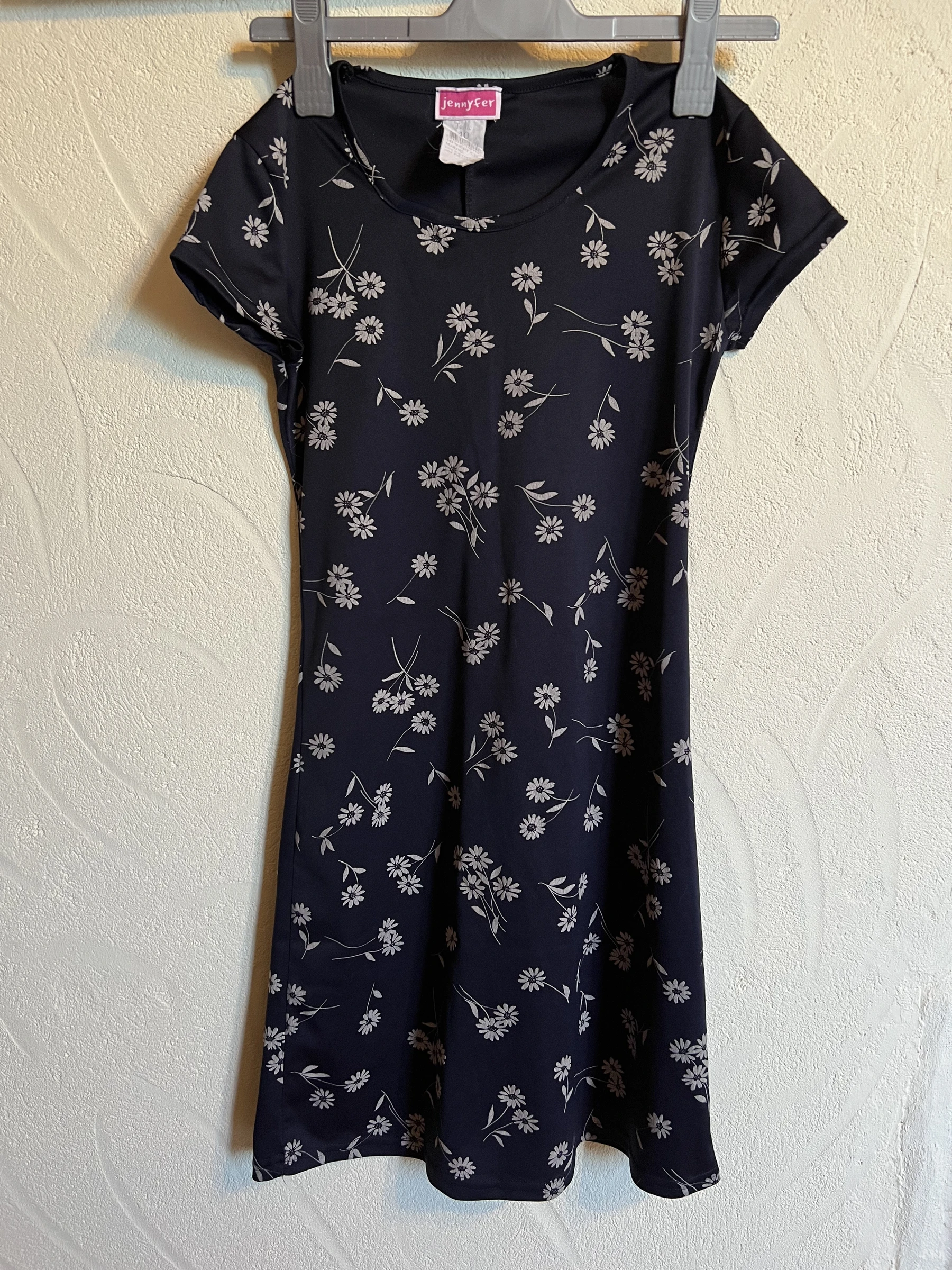 🌼 Vintage Jennyfer navy blue floral dress – size 36 – straight cut – photo 2